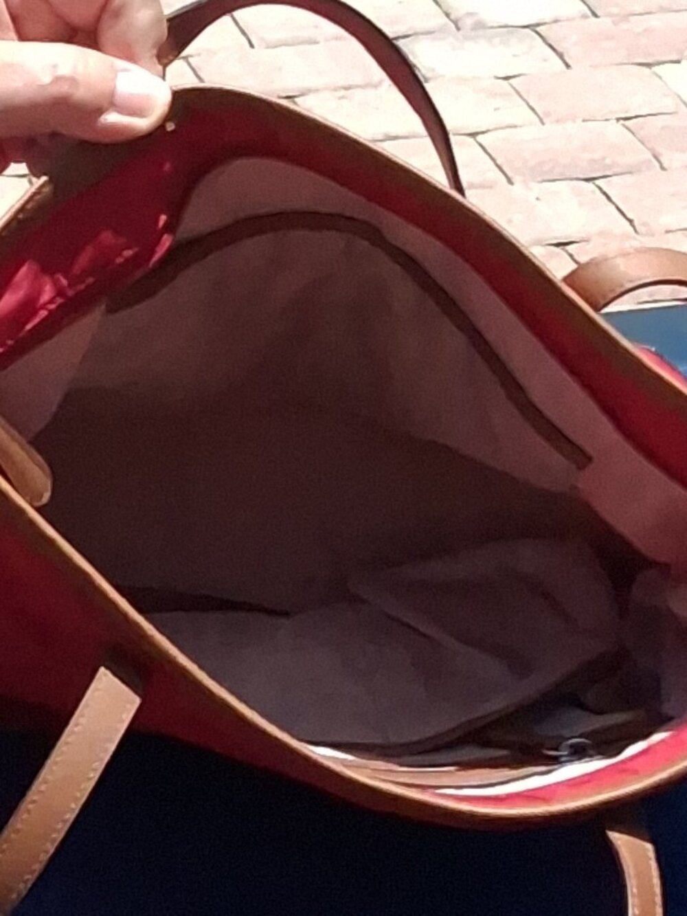 Michael Kors Red Nylon Tote with Tan Saffiano Leather Trim — Style 30T2SKPT1C - Picture 10 of 16